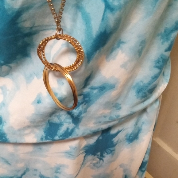 Bobbie Brooks Blue Tie-Dye Maxi Dress with Necklace - Picture 6 of 9
